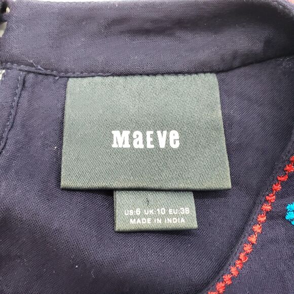 Maeve Dress Womens 6 Floral Embroidered Boho Sleeveless Lined Anthropologie - Picture 7 of 11